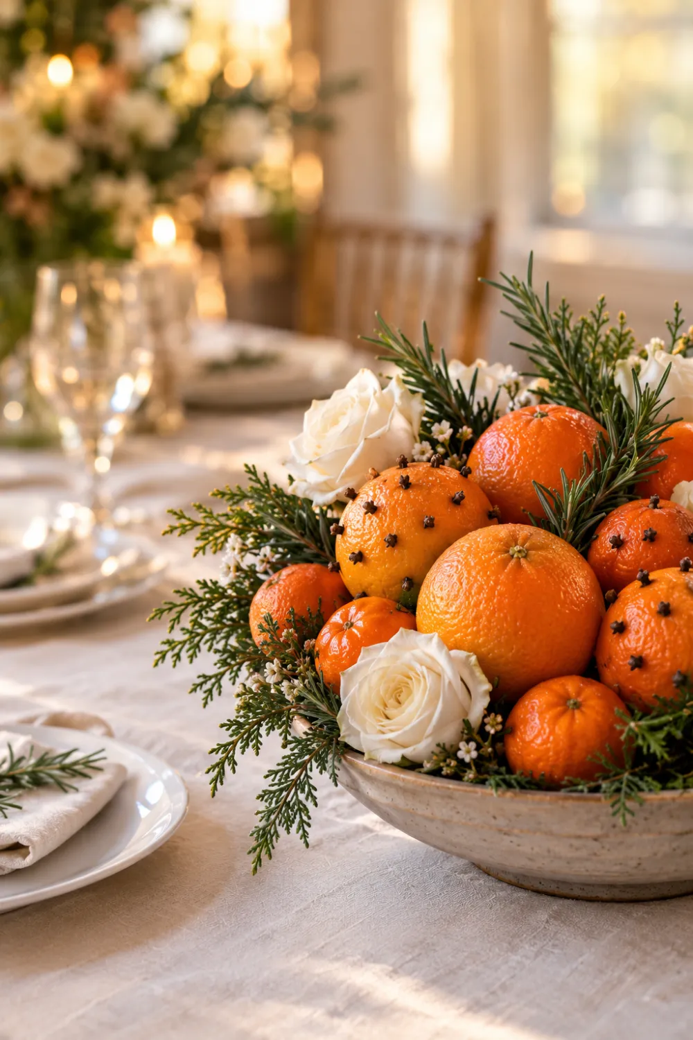 Citrus and Rosemary Tablescape