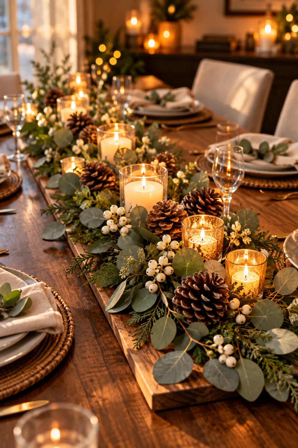 Eucalyptus and Pinecone Centerpiece
