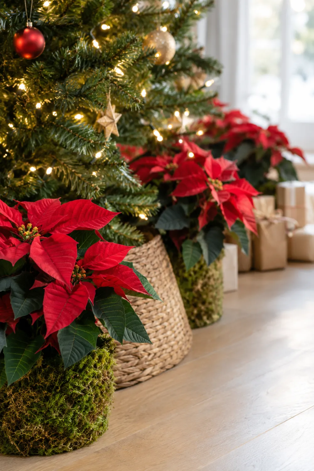 Fresh Poinsettia Tree Collar