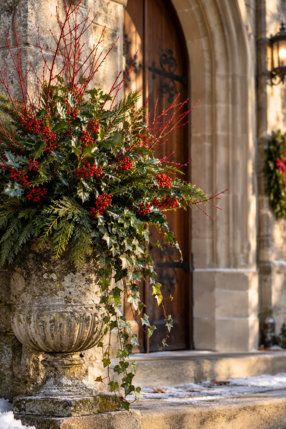 Holly and Ivy Entryway Urn