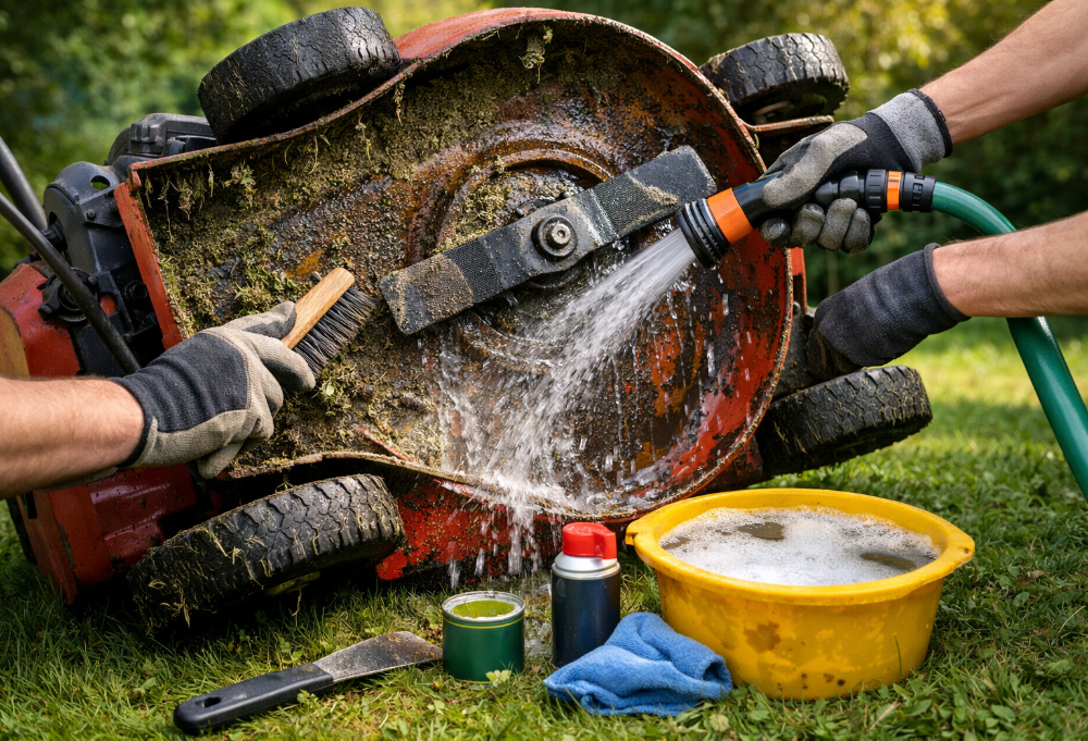 Cleaning Lawn Mower Deck