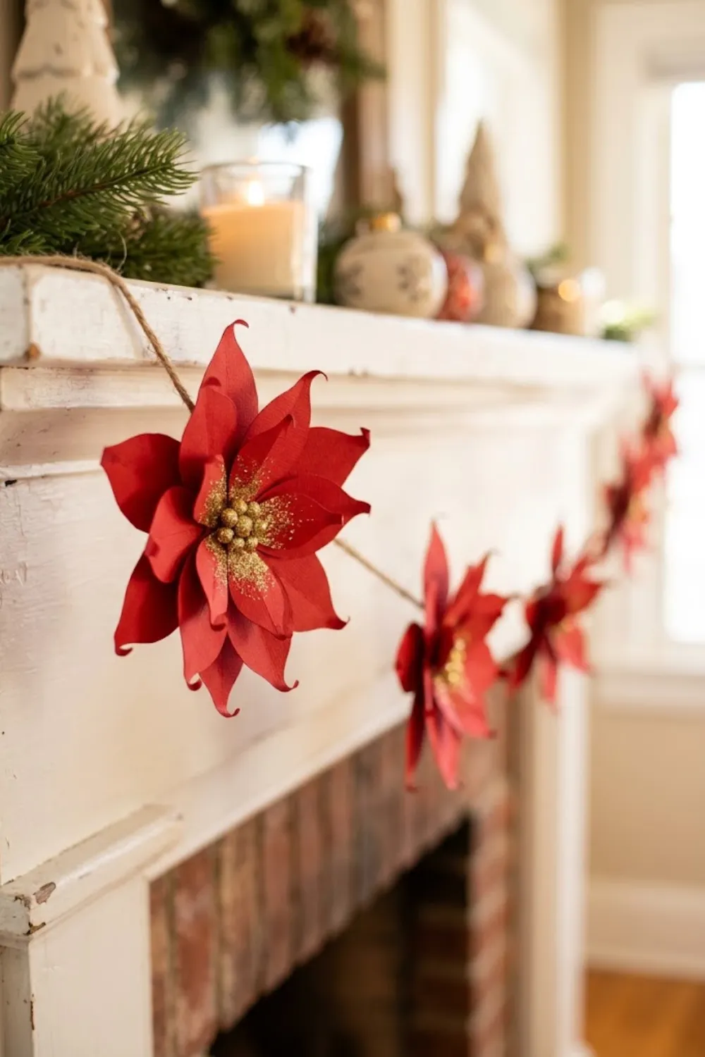 Paper Poinsettia Garland
