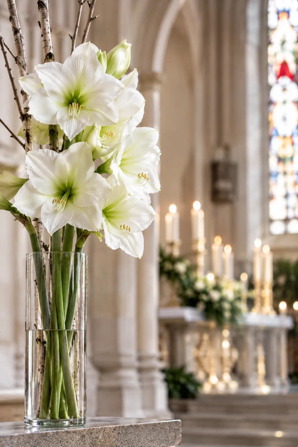 White Amaryllis Vases