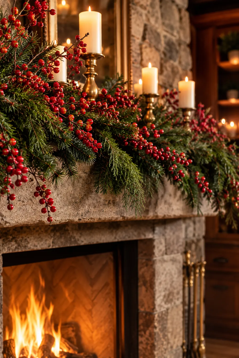 Winterberry Mantel Display